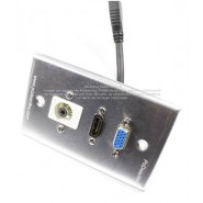 Placa Tapa Vga + HDMI 1.4 (4k + Ethernet + 3D) + Audio Jack 3.5 mm Aluminio